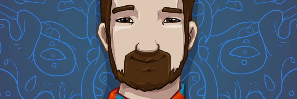 A smiling man with red-blue scarf