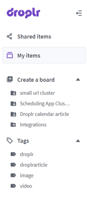 droplr boards and tags
